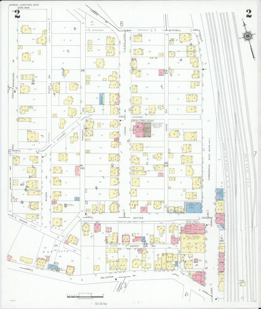 Sanborn Fire Insurance Map from Mingo Junction, Jefferson County, Ohio (1946), Sheet #0002 - Historic Sanborn Fire Insurance Map Print, vintage old map wall art, antique decor, genealogy gift, Ohio Ohio map