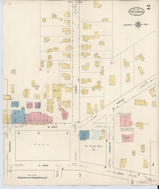 Sanborn Fire Insurance Map from Prattsburgh, Steuben County, New York (1934), Sheet #0002 - Historic Sanborn Fire Insurance Map Print, vintage old map wall art, antique decor, genealogy gift, New York New York map