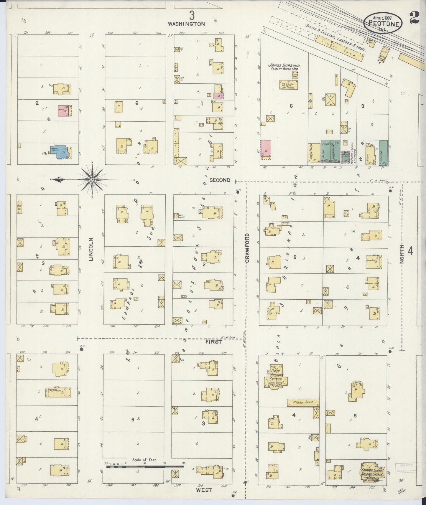 Sanborn Fire Insurance Map from Peotone, Will County, Illinois (1907), Sheet #0002 - Historic Sanborn Fire Insurance Map Print, vintage old map wall art, antique decor, genealogy gift, Illinois Illinois map