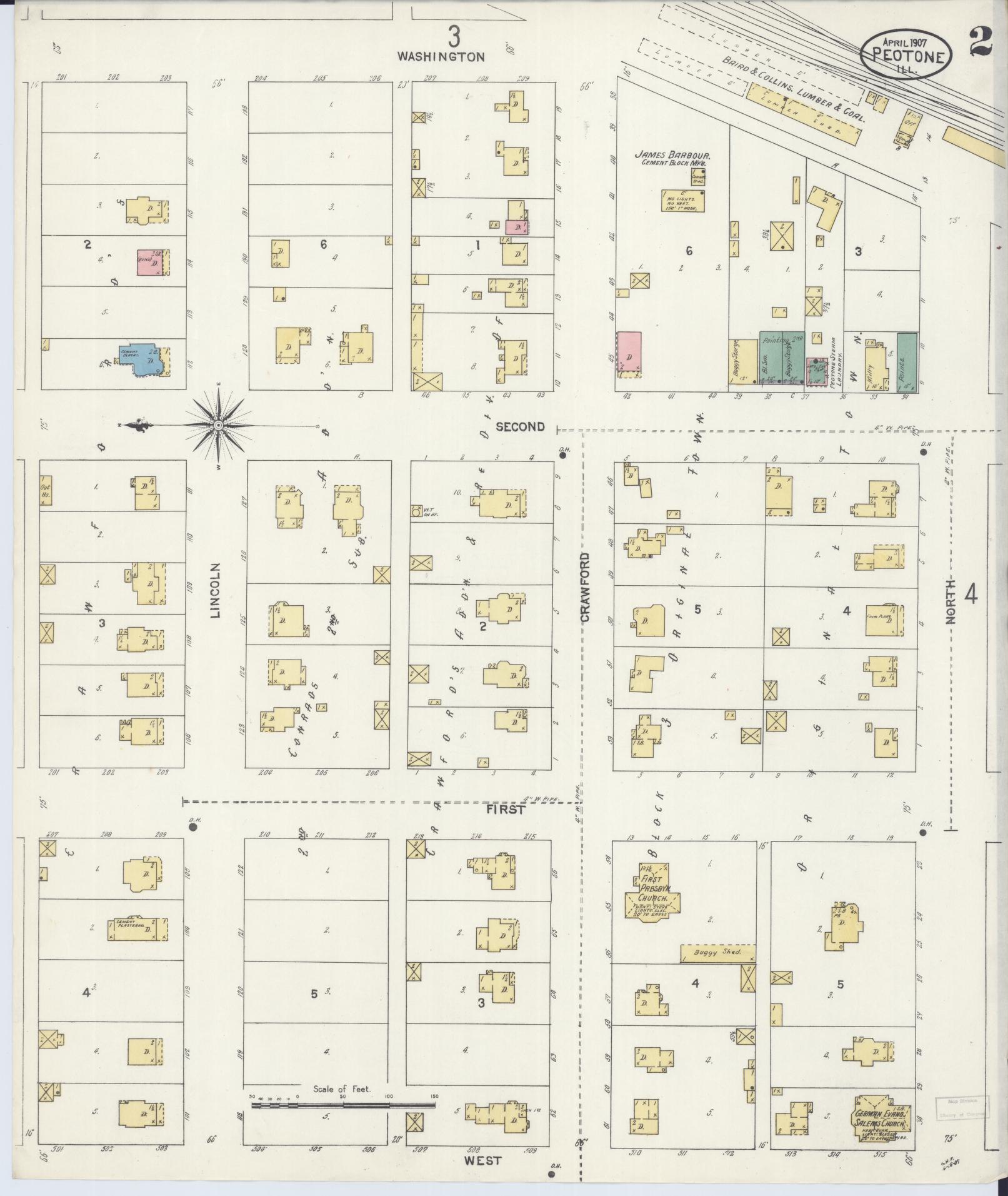 Sanborn Fire Insurance Map from Peotone, Will County, Illinois (1907), Sheet #0002 - Historic Sanborn Fire Insurance Map Print, vintage old map wall art, antique decor, genealogy gift, Illinois Illinois map