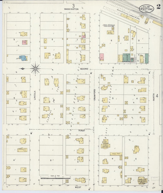 Sanborn Fire Insurance Map from Peotone, Will County, Illinois (1907), Sheet #0002 - Historic Sanborn Fire Insurance Map Print, vintage old map wall art, antique decor, genealogy gift, Illinois Illinois map