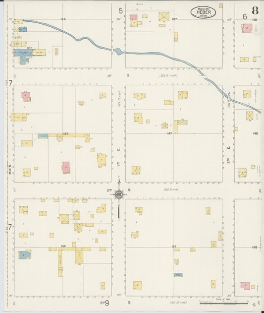 Sanborn Fire Insurance Map from Heber, Wasatch County, Utah (1917), Sheet #0008 - Historic Sanborn Fire Insurance Map Print, vintage old map wall art, antique decor, genealogy gift, Utah Utah map