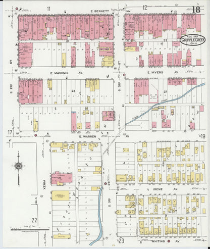 Sanborn Fire Insurance Map from Cripple Creek, Teller County, Colorado (1919), Sheet #0018 - Complete Map Set gallery image, historic Sanborn map, vintage wall art, Colorado Colorado
