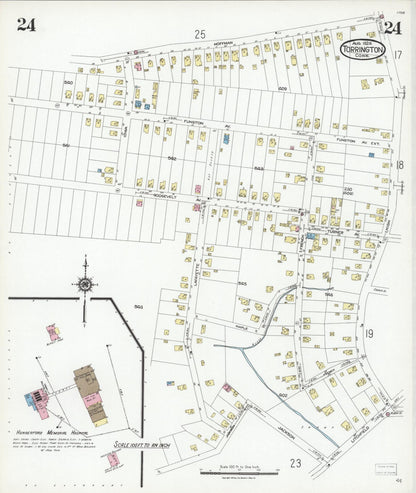 Sanborn Fire Insurance Map from Torrington, Litchfield County, Connecticut (1924), Sheet #0024 - Complete Map Set gallery image, historic Sanborn map, vintage wall art, Connecticut Connecticut