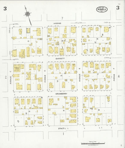 Sanborn Fire Insurance Map from Humble, Harris County, Texas (1926), Sheet #0003 - Complete Map Set gallery image, historic Sanborn map, vintage wall art, Texas Texas