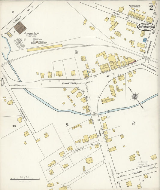 Sanborn Fire Insurance Map from South Kingstown, Washington County, Rhode Island (1921), Sheet #0002 - Historic Sanborn Fire Insurance Map Print, vintage old map wall art, antique decor, genealogy gift, Rhode Island Rhode Island map