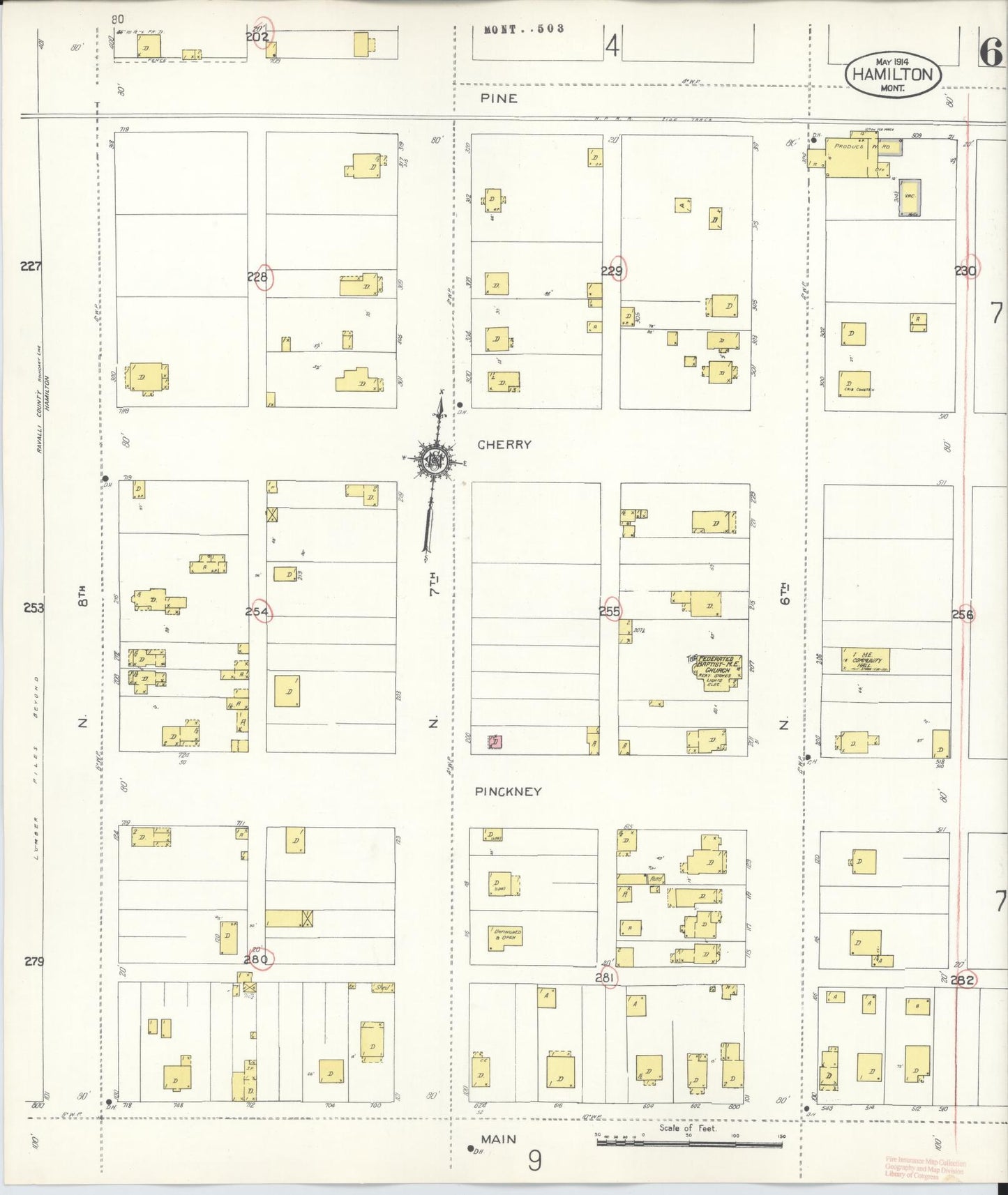 Sanborn Fire Insurance Map from Hamilton, Ravalli County, Montana (1944), Sheet #0006 - Historic Sanborn Fire Insurance Map Print, vintage old map wall art, antique decor, genealogy gift, Montana Montana map