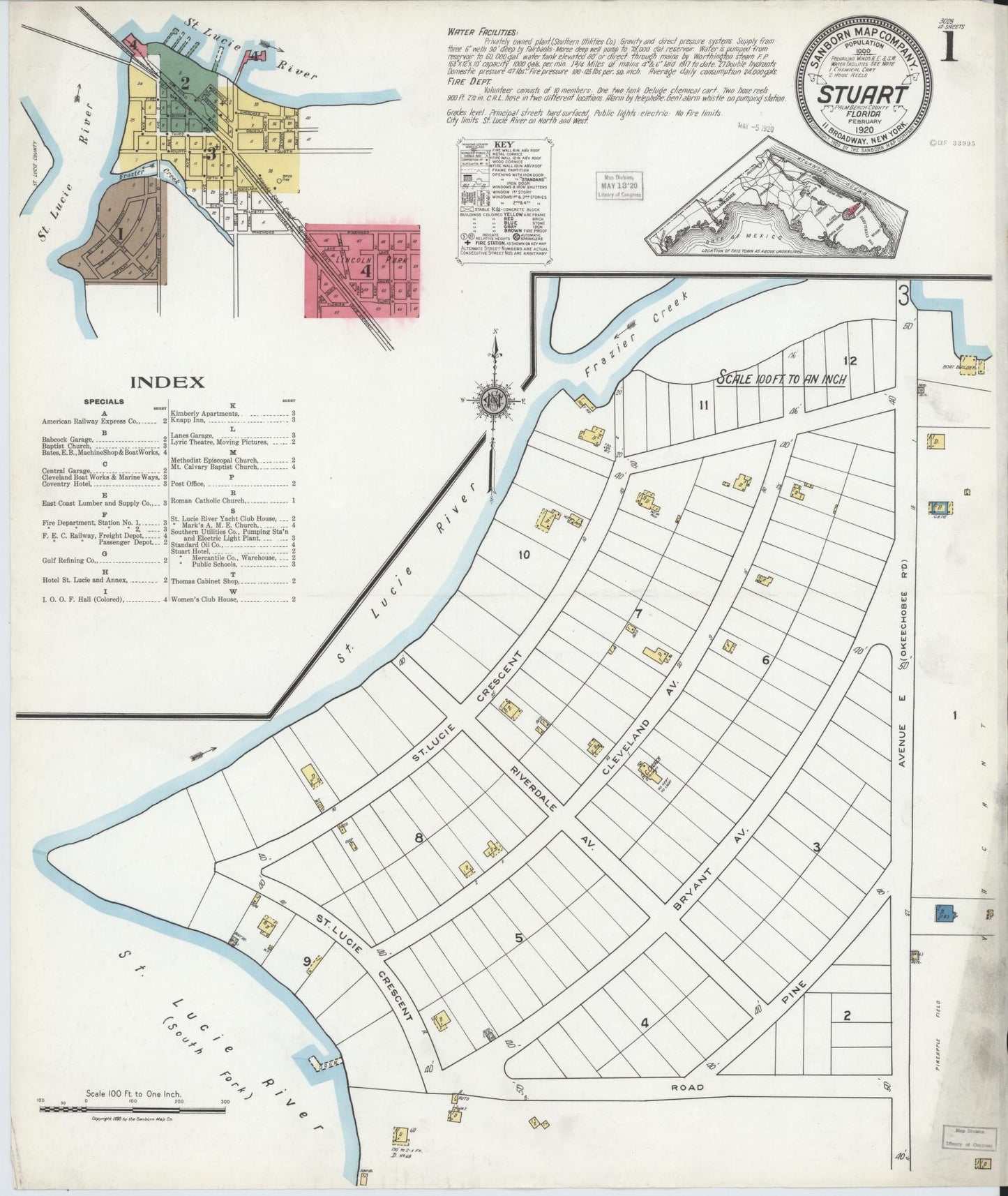 Sanborn Fire Insurance Map from Stuart, Martin County, Florida. (1920) – Historic Sanborn Fire Insurance Map Print