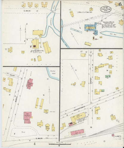 Sanborn Fire Insurance Map from Dalton, Berkshire County, Massachusetts (1898), Sheet #0006 - Complete Map Set gallery image, historic Sanborn map, vintage wall art, Massachusetts Massachusetts