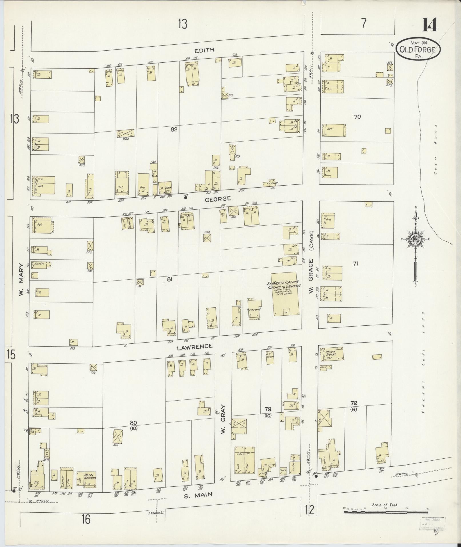 Sanborn Fire Insurance Map from Old Forge, Lackawanna County, Pennsylvania (1914), Sheet #0014 - Complete Map Set gallery image, historic Sanborn map, vintage wall art, Pennsylvania Pennsylvania