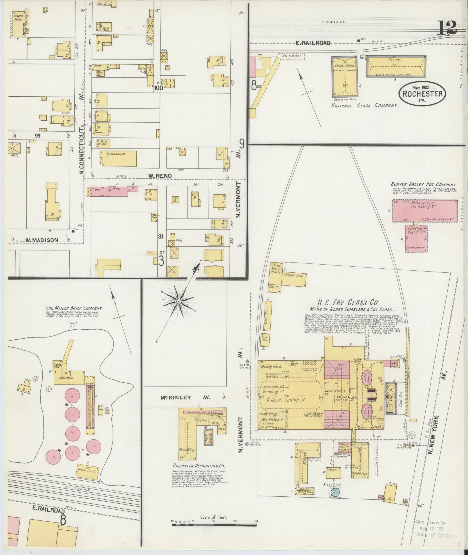 Sanborn Fire Insurance Map from Rochester, Beaver County, Pennsylvania (1903), Sheet #0012 - Complete Map Set gallery image, historic Sanborn map, vintage wall art, Pennsylvania Pennsylvania