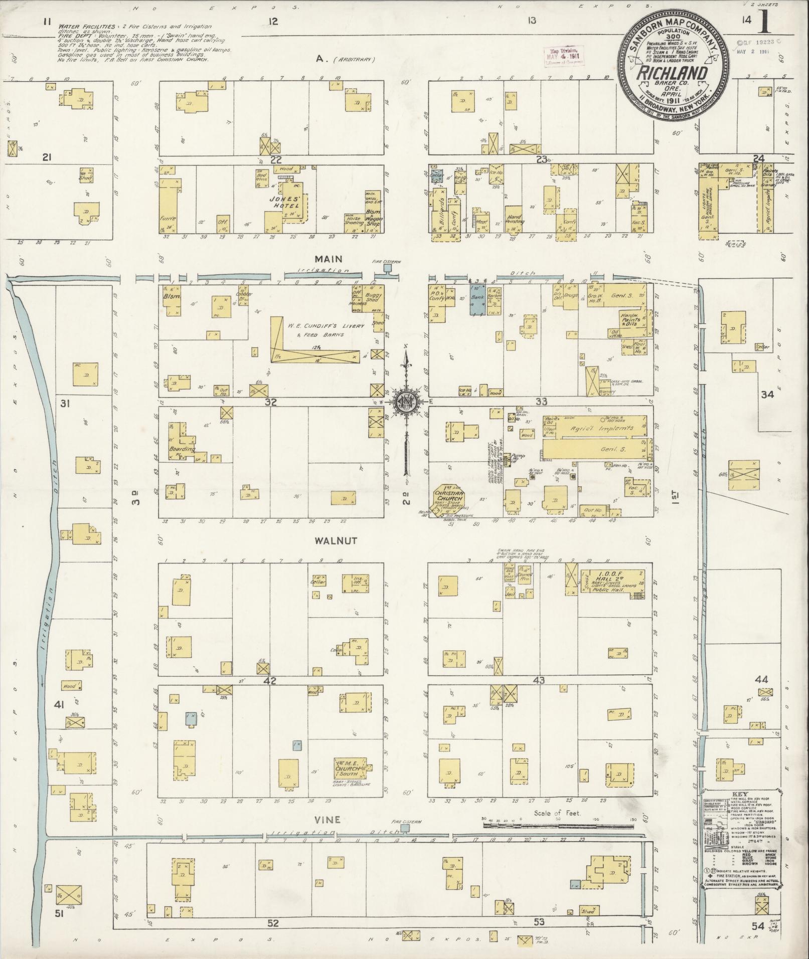 Sanborn Fire Insurance Map from Richland, Baker County, Oregon (1911), Sheet #0001 - Complete Map Set gallery image, historic Sanborn map, vintage wall art, Oregon Oregon