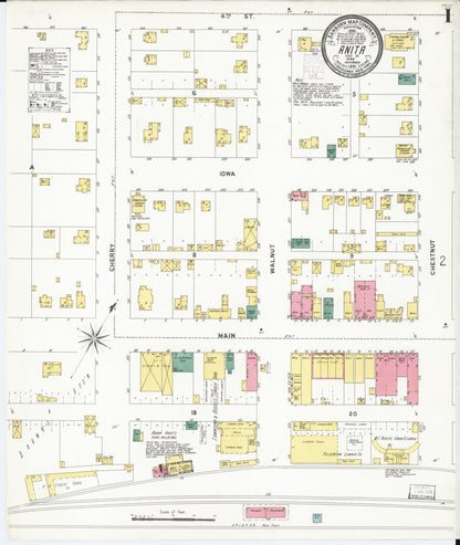 Sanborn Fire Insurance Map from Anita, Cass County, Iowa (1901), Sheet #0001 - Historic Sanborn Fire Insurance Map Print