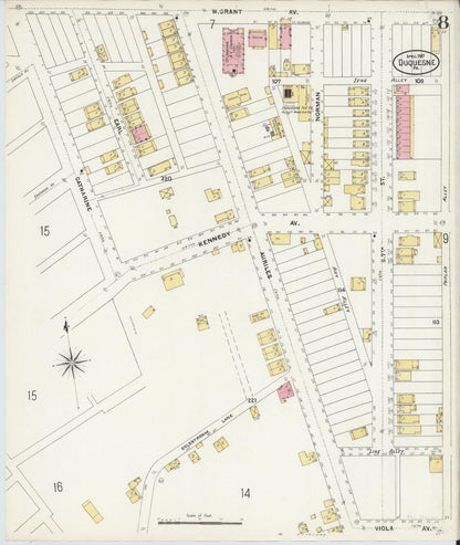 Sanborn Fire Insurance Map from Duquesne, Allegheny County, Pennsylvania (1907), Sheet #0008 - Complete Map Set gallery image, historic Sanborn map, vintage wall art, Pennsylvania Pennsylvania