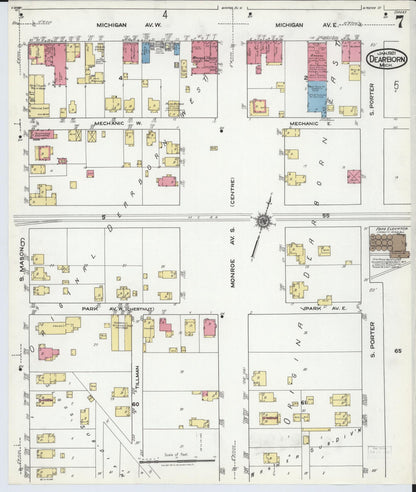 Sanborn Fire Insurance Map from Dearborn, Wayne County, Michigan (1921), Sheet #0007 - Complete Map Set gallery image, historic Sanborn map, vintage wall art, Michigan Michigan