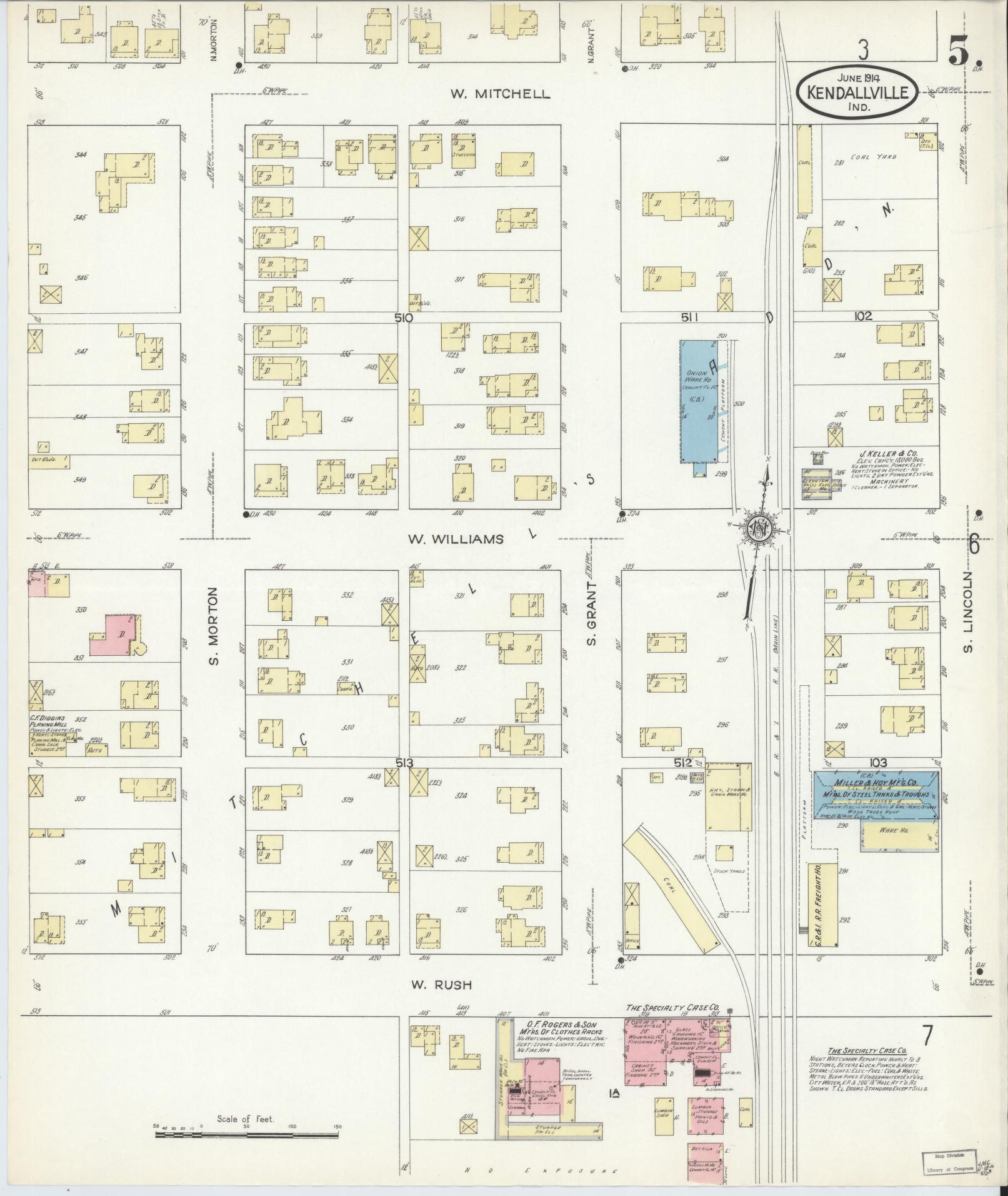 Sanborn Fire Insurance Map from Kendallville, Noble County, Indiana (1914), Sheet #0005 - Complete Map Set gallery image, historic Sanborn map, vintage wall art, Indiana Indiana