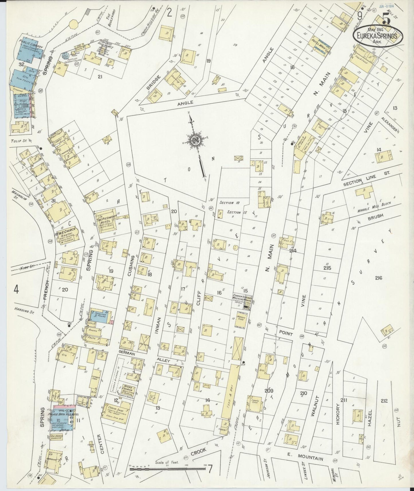 Sanborn Fire Insurance Map from Eureka Springs, Carroll County, Arkansas (1914), Sheet #0005 - Complete Map Set gallery image, historic Sanborn map, vintage wall art, Arkansas Arkansas