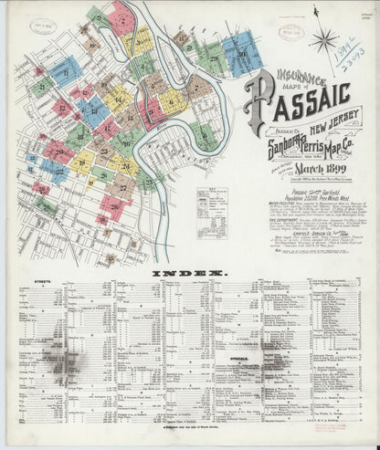 Sanborn Fire Insurance Map from Passaic, Passaic County, New Jersey (1899), Sheet #0001 - Complete Map Set gallery image, historic Sanborn map, vintage wall art, New Jersey New Jersey
