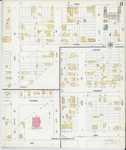 Sanborn Fire Insurance Map from Brainerd, Crow Wing County, Minnesota (1902), Sheet #0008 - Complete Map Set gallery image, historic Sanborn map, vintage wall art, Minnesota Minnesota