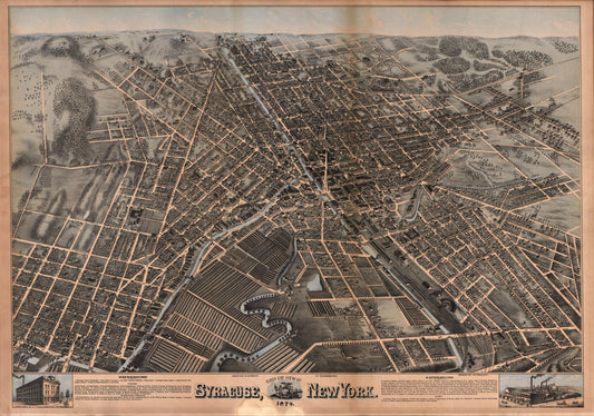 Birds eye view of Syracuse, New York : 1874 (1874) – Historic Bird’s-Eye View Panorama Print