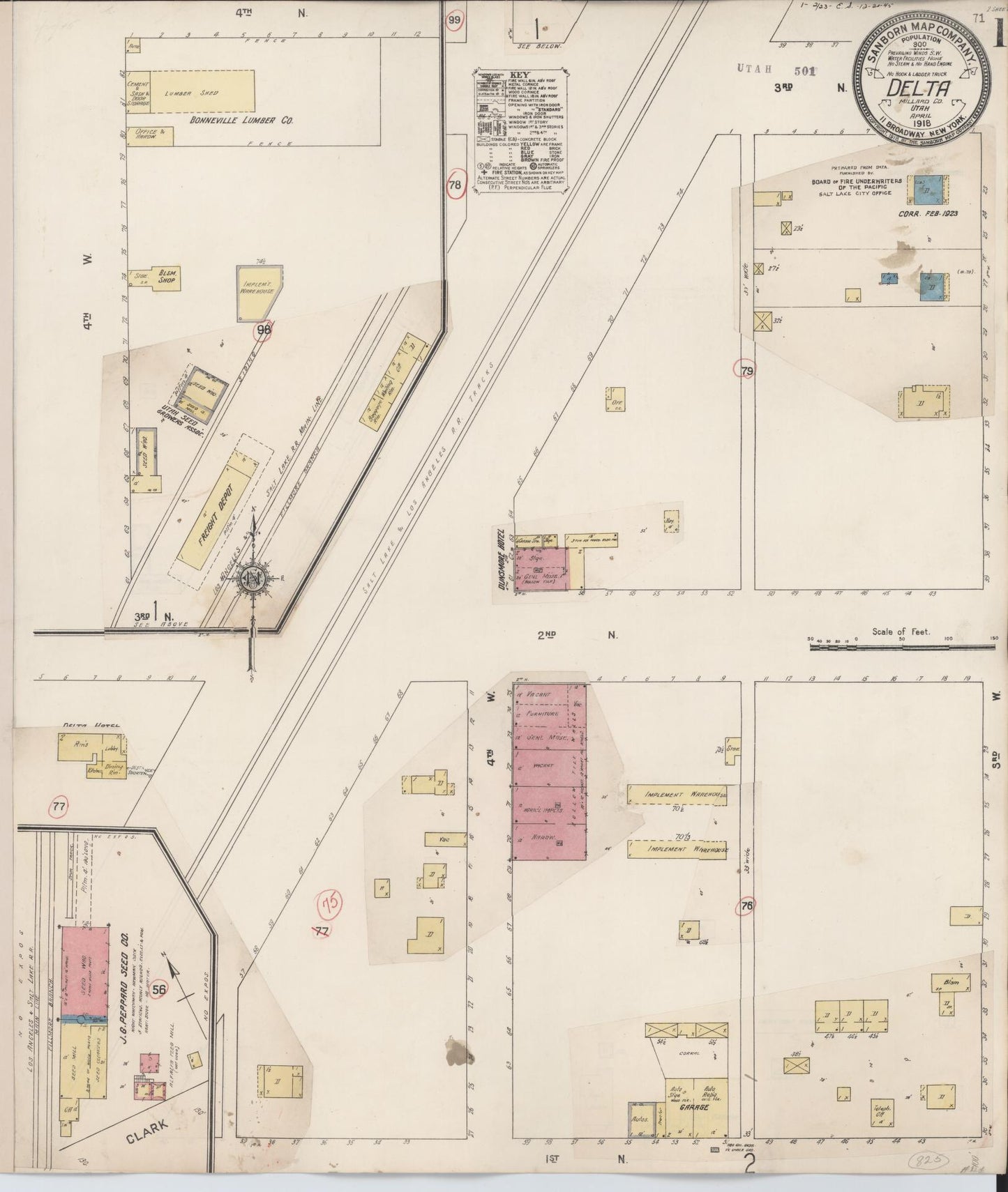 Sanborn Fire Insurance Map from Delta, Millard County, Utah. (1923) – Historic Sanborn Fire Insurance Map Print
