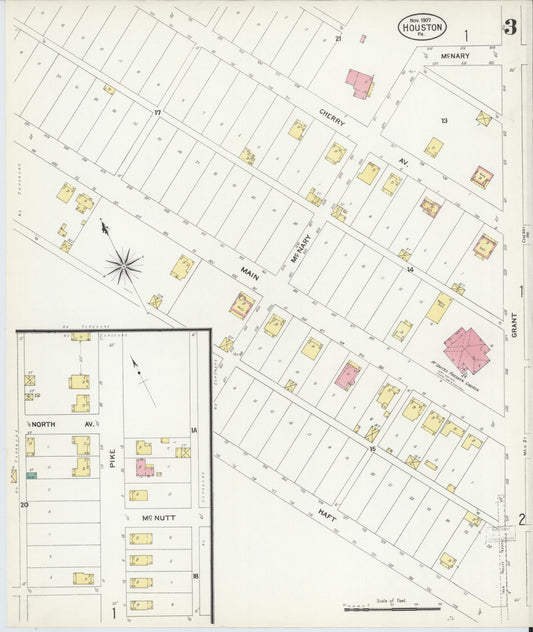 Sanborn Fire Insurance Map from Houston, Washington County, Pennsylvania (1907), Sheet #0003 - Historic Sanborn Fire Insurance Map Print, vintage old map wall art, antique decor, genealogy gift, Pennsylvania Pennsylvania map