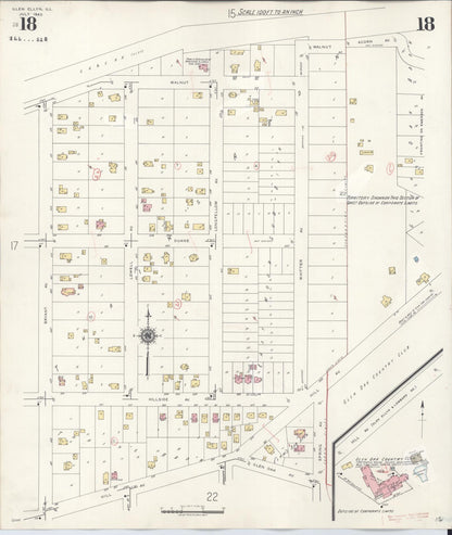 Sanborn Fire Insurance Map from Glen Ellyn, Du Page County, Illinois (1946), Sheet #0018 - Complete Map Set gallery image, historic Sanborn map, vintage wall art, Illinois Illinois