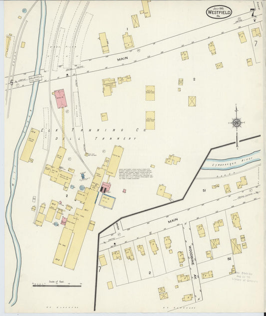 Sanborn Fire Insurance Map from Westfield, Tioga County, Pennsylvania (1915), Sheet #0007 - Historic Sanborn Fire Insurance Map Print, vintage old map wall art, antique decor, genealogy gift, Pennsylvania Pennsylvania map