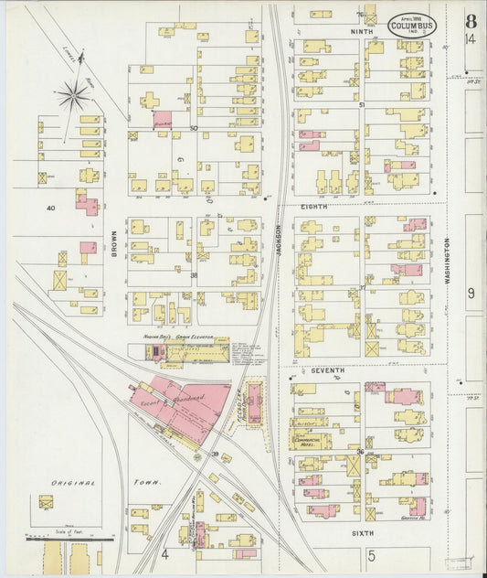 Sanborn Fire Insurance Map from Columbus, Bartholomew County, Indiana (1898), Sheet #0008 - Historic Sanborn Fire Insurance Map Print, vintage old map wall art, antique decor, genealogy gift, Indiana Indiana map