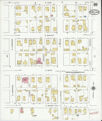 Sanborn Fire Insurance Map from Portland, Jay County, Indiana (1920), Sheet #0010 - Historic Sanborn Fire Insurance Map Print, vintage old map wall art, antique decor, genealogy gift, Indiana Indiana map