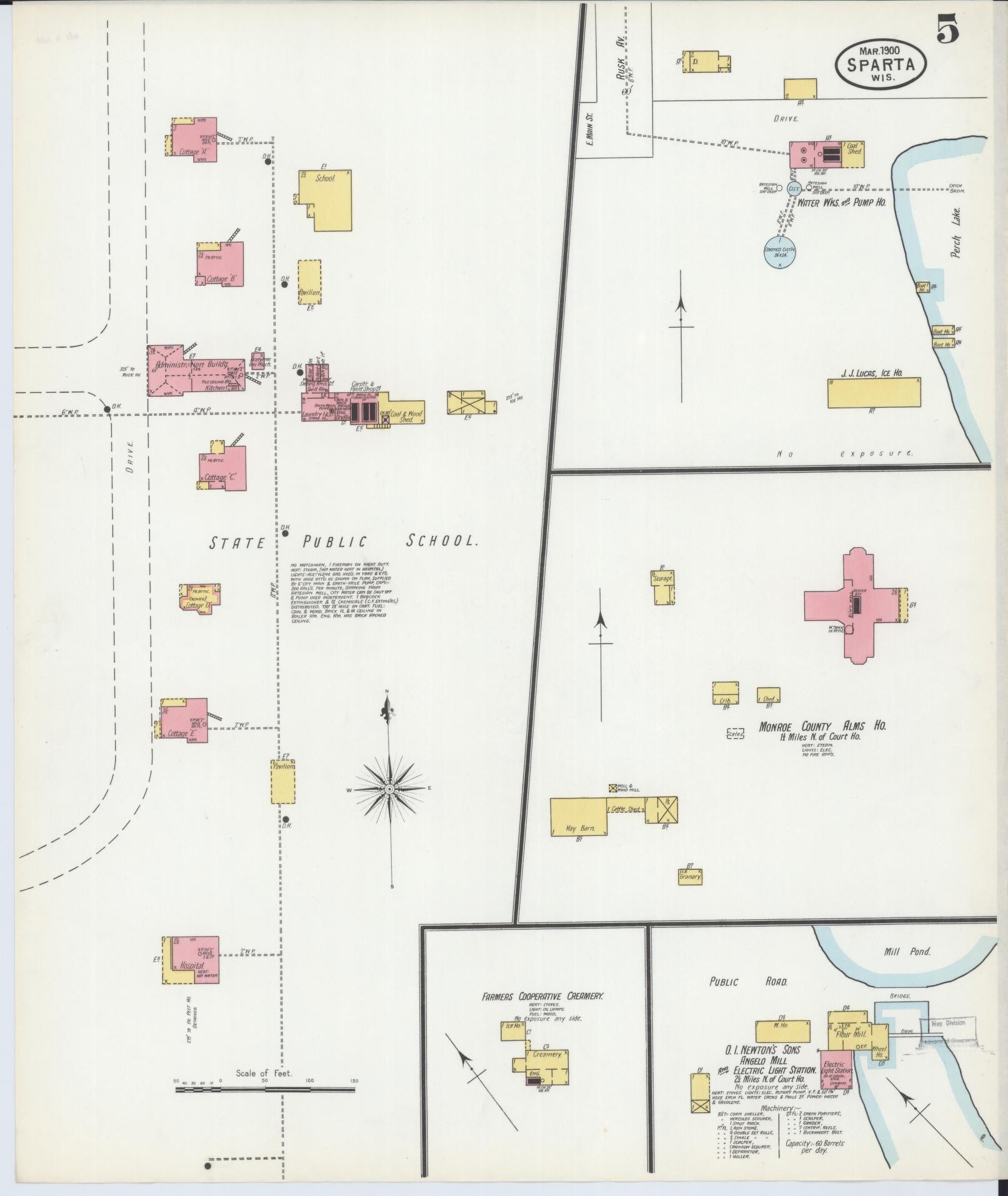 Sanborn Fire Insurance Map from Sparta, Monroe County, Wisconsin (1900), Sheet #0005 - Complete Map Set gallery image, historic Sanborn map, vintage wall art, Wisconsin Wisconsin