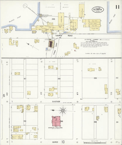 Sanborn Fire Insurance Map from Olympia, Thurston County, Washington (1908), Sheet #0011 - Complete Map Set gallery image, historic Sanborn map, vintage wall art, Washington Washington