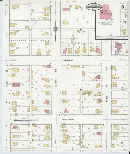 Sanborn Fire Insurance Map from Upper Sandusky, Wyandot County, Ohio (1921), Sheet #0005 - Historic Sanborn Fire Insurance Map Print, vintage old map wall art, antique decor, genealogy gift, Ohio Ohio map