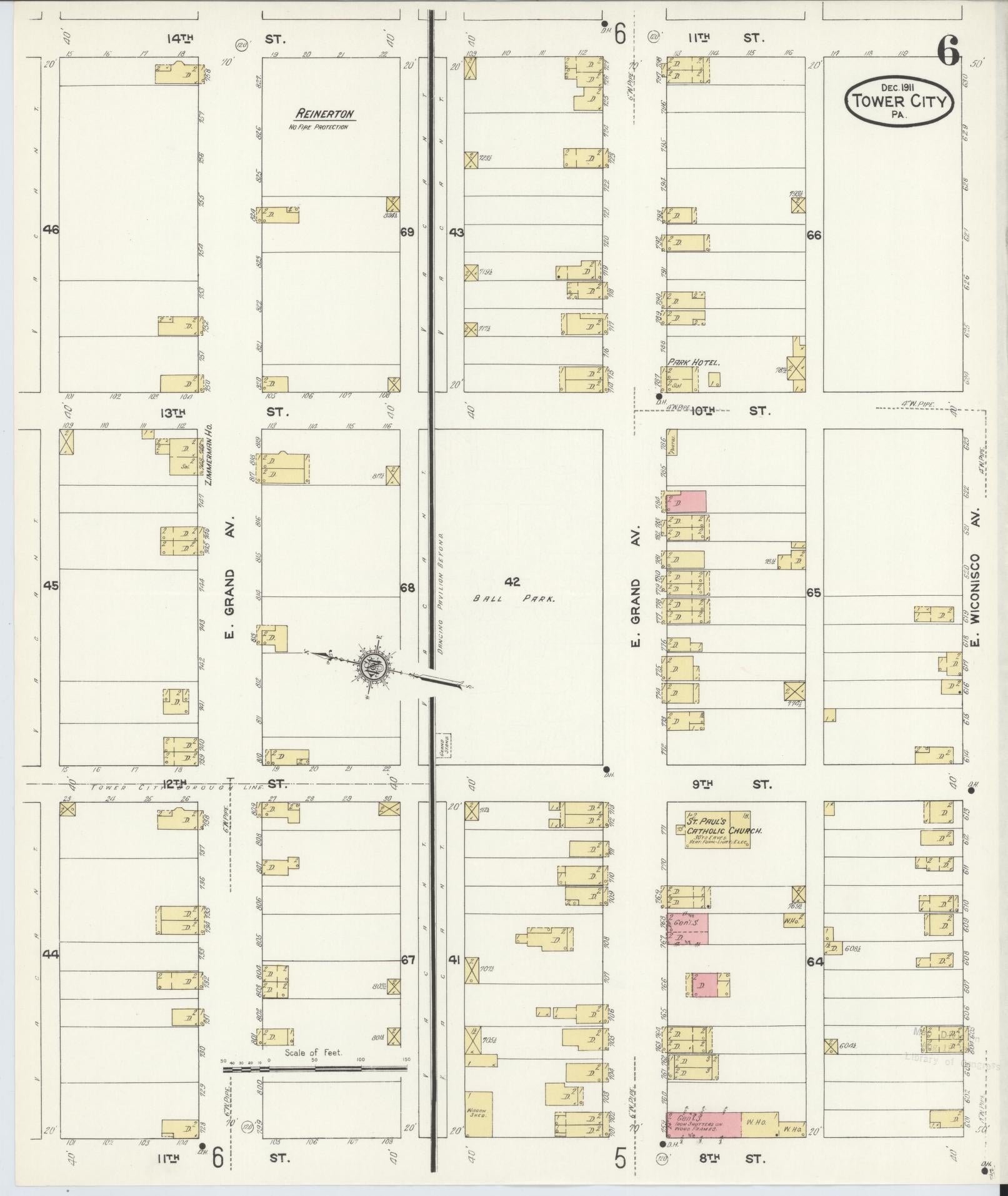 Sanborn Fire Insurance Map from Tower City, Schuylkill County, Pennsylvania (1911), Sheet #0006 - Complete Map Set gallery image, historic Sanborn map, vintage wall art, Pennsylvania Pennsylvania