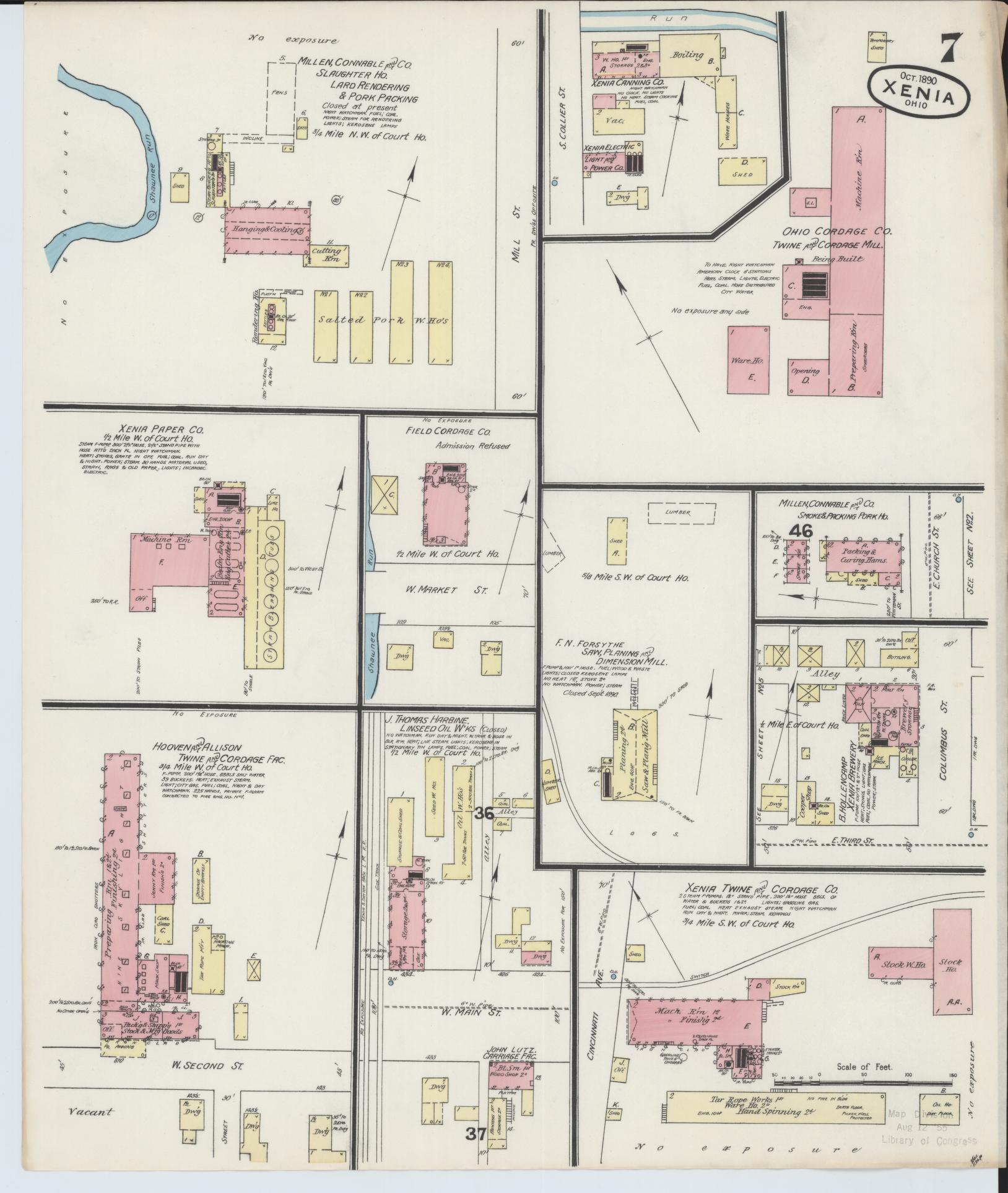 Sanborn Fire Insurance Map from Xenia, Greene County, Ohio (1890), Sheet #0007 - Complete Map Set gallery image, historic Sanborn map, vintage wall art, Ohio Ohio