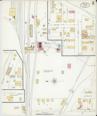 Sanborn Fire Insurance Map from Ladd, Bureau County, Illinois (1906), Sheet #0002 - Historic Sanborn Fire Insurance Map Print, vintage old map wall art, antique decor, genealogy gift, Illinois Illinois map