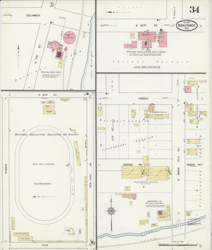 Sanborn Fire Insurance Map from Manitowoc, Manitowoc County, Wisconsin (1912), Sheet #0034 - Complete Map Set gallery image, historic Sanborn map, vintage wall art, Wisconsin Wisconsin