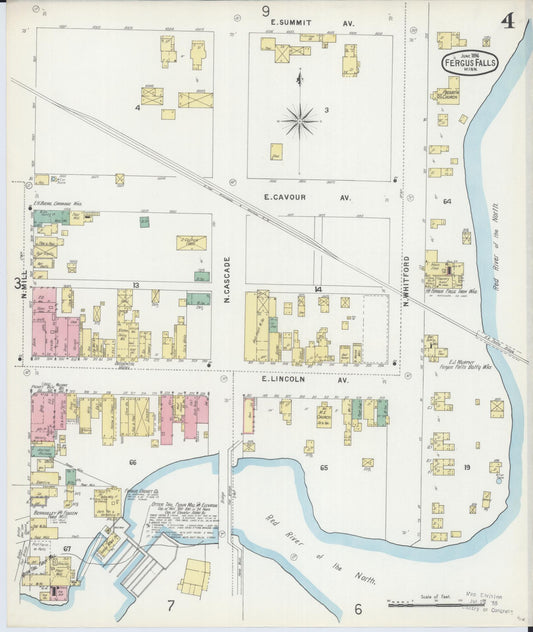 Sanborn Fire Insurance Map from Fergus Falls, Otter Tail County, Minnesota (1896), Sheet #0004 - Historic Sanborn Fire Insurance Map Print, vintage old map wall art, antique decor, genealogy gift, Minnesota Minnesota map