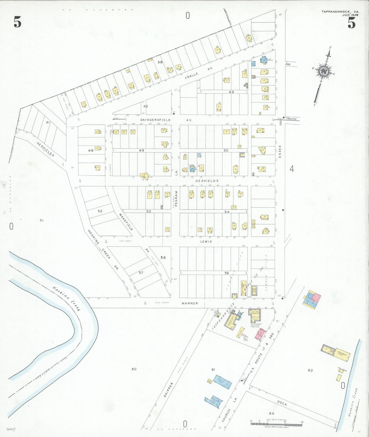 Sanborn Fire Insurance Map from Tappahannock, Essex County, Virginia (1949), Sheet #0005 - Complete Map Set gallery image, historic Sanborn map, vintage wall art, Virginia Virginia