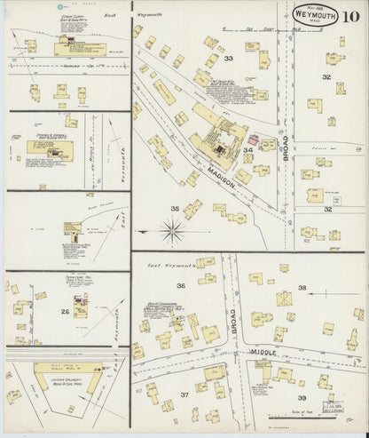 Sanborn Fire Insurance Map from Weymouth, Norfolk County, Massachusetts (1888), Sheet #0010 - Complete Map Set gallery image, historic Sanborn map, vintage wall art, Massachusetts Massachusetts