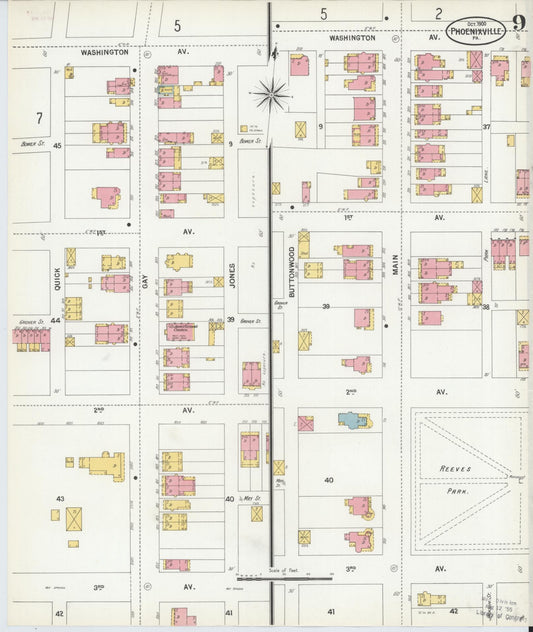 Sanborn Fire Insurance Map from Phoenixville, Chester County, Pennsylvania (1900), Sheet #0009 - Historic Sanborn Fire Insurance Map Print, vintage old map wall art, antique decor, genealogy gift, Pennsylvania Pennsylvania map