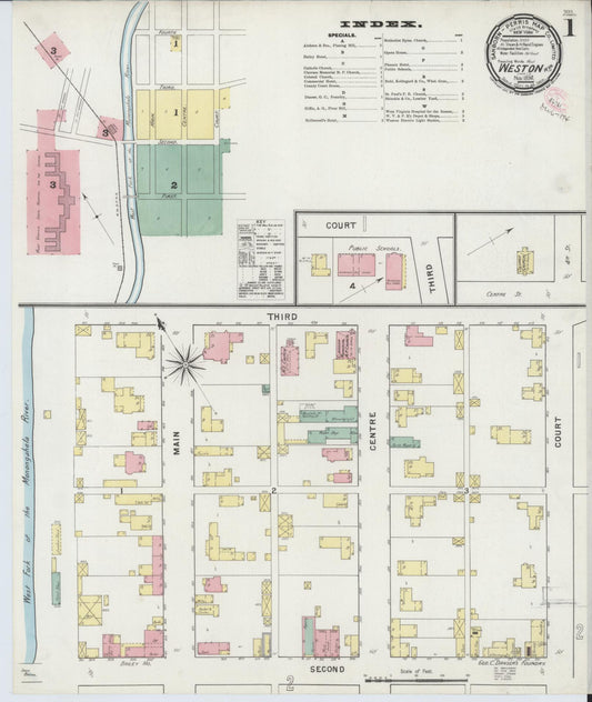 Sanborn Fire Insurance Map from Weston, Lewis County, West Virginia (1894), Sheet #0001 - Complete Map Set gallery image, historic Sanborn map, vintage wall art, West Virginia West Virginia