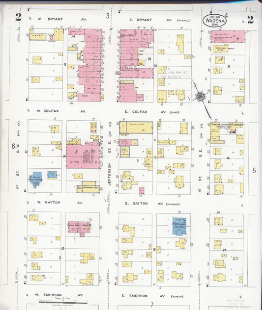 Sanborn Fire Insurance Map from Wadena, Wadena County, Minnesota (1924), Sheet #0002 - Historic Sanborn Fire Insurance Map Print, vintage old map wall art, antique decor, genealogy gift, Minnesota Minnesota map