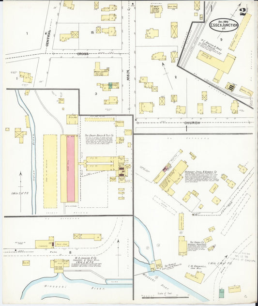 Sanborn Fire Insurance Map from Essex Junction, Chittenden County, Vermont (1904), Sheet #0002 - Historic Sanborn Fire Insurance Map Print, vintage old map wall art, antique decor, genealogy gift, Vermont Vermont map