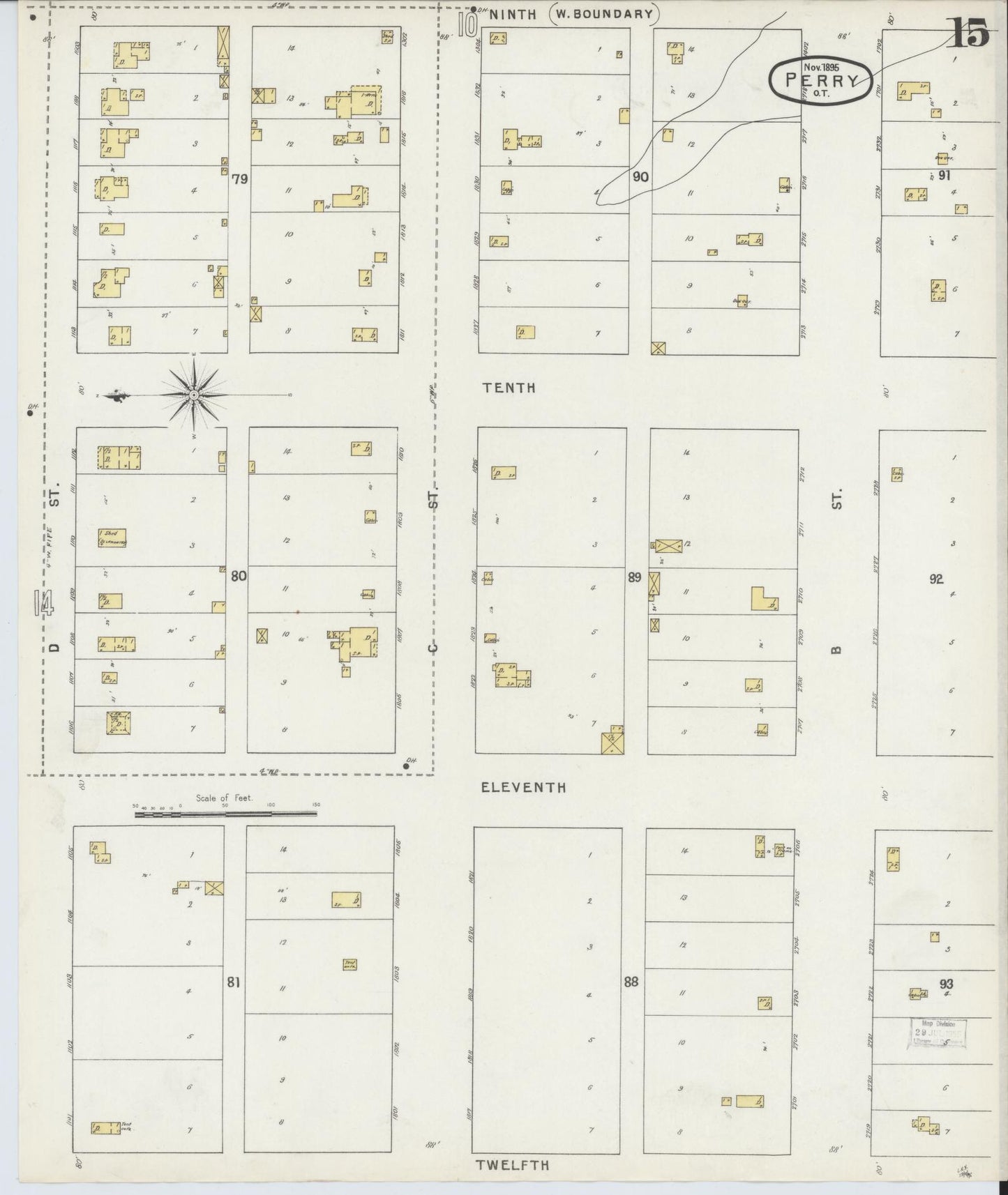 Sanborn Fire Insurance Map from Perry, Noble County, Oklahoma (1895), Sheet #0015 - Complete Map Set gallery image, historic Sanborn map, vintage wall art, Oklahoma Oklahoma