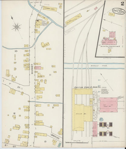 Sanborn Fire Insurance Map from Dayton, Rhea County, Tennessee (1887), Sheet #0002 - Complete Map Set gallery image, historic Sanborn map, vintage wall art, Tennessee Tennessee