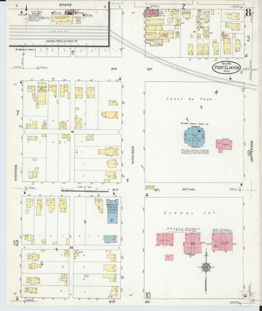 Sanborn Fire Insurance Map from Port Clinton, Ottawa County, Ohio (1910), Sheet #0008 - Historic Sanborn Fire Insurance Map Print, vintage old map wall art, antique decor, genealogy gift, Ohio Ohio map