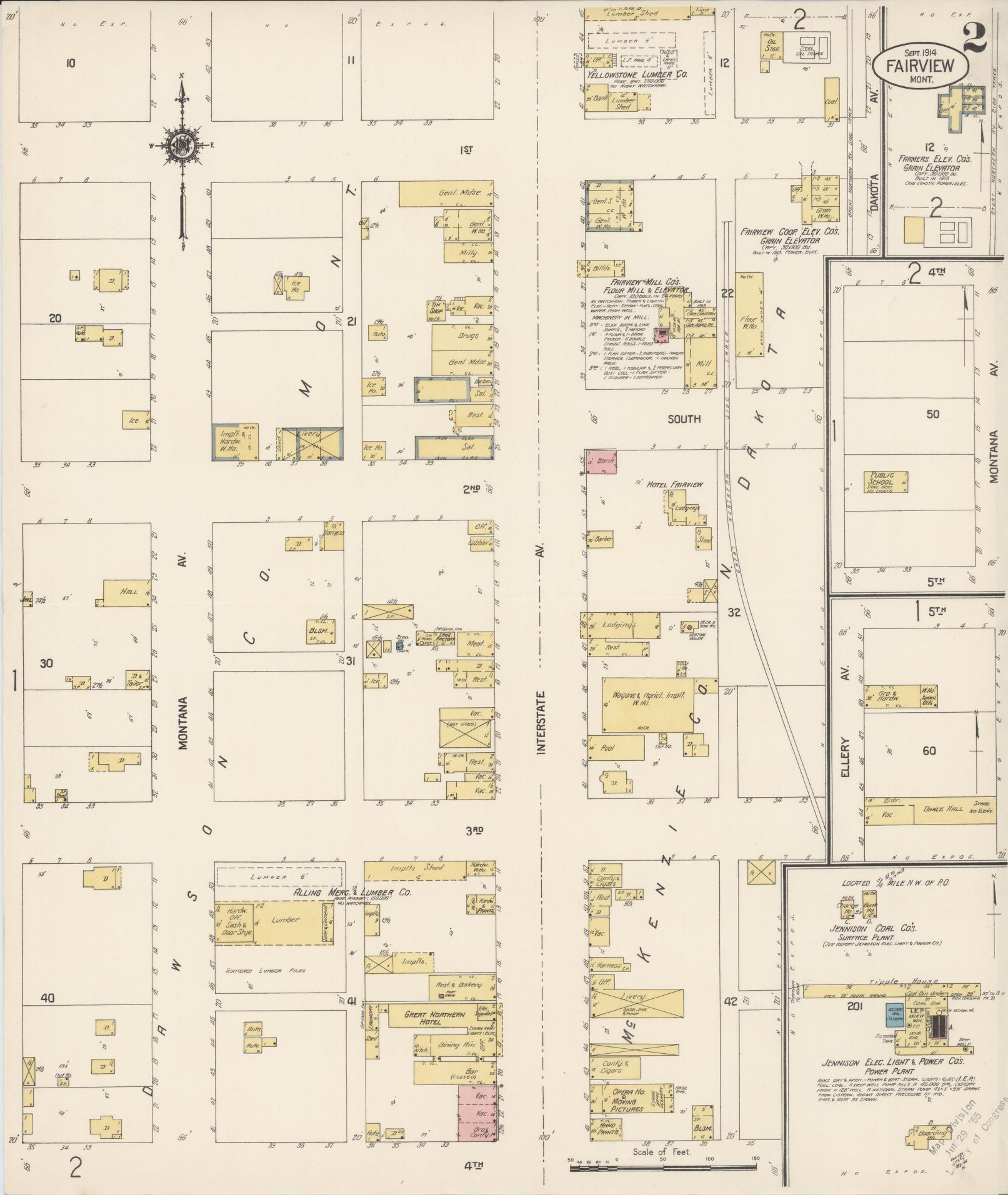 Sanborn Fire Insurance Map from Fairview, Richland County, Montana (1914), Sheet #0002 - Complete Map Set gallery image, historic Sanborn map, vintage wall art, North Dakota North Dakota