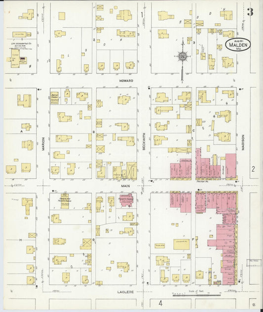 Sanborn Fire Insurance Map from Malden, Dunklin County, Missouri (1911), Sheet #0003 - Historic Sanborn Fire Insurance Map Print, vintage old map wall art, antique decor, genealogy gift, Missouri Missouri map