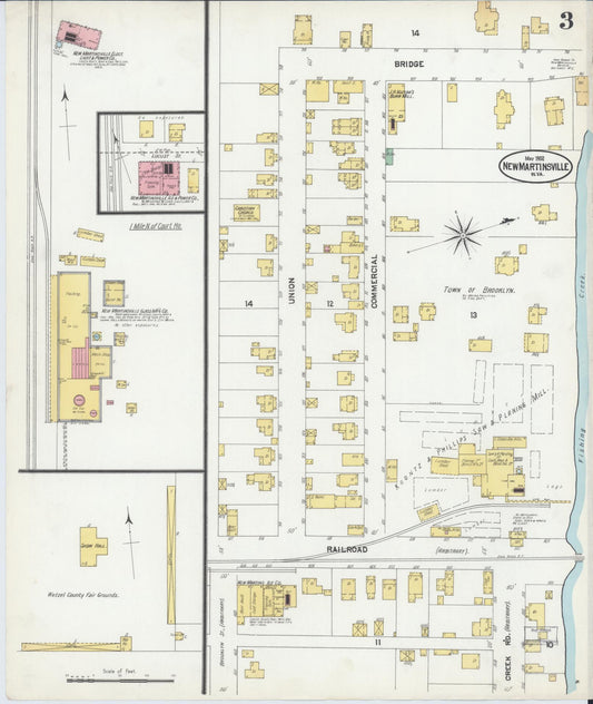 Sanborn Fire Insurance Map from New Martinsville, Wetzel County, West Virginia (1902), Sheet #0003 - Historic Sanborn Fire Insurance Map Print, vintage old map wall art, antique decor, genealogy gift, West Virginia West Virginia map